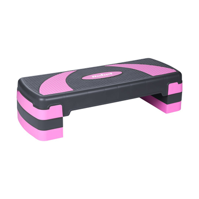 Step aerobik Rebel Active, 78 cm, 3 nivele, roz e zezë