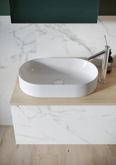 Lavabo mbi banak Cersanit Inverto, 60x35 cm, EcoBox, e bardhë
