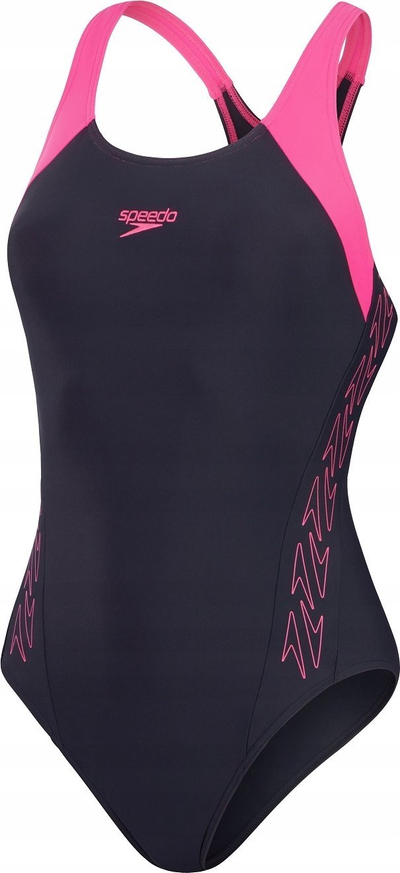 Kostum noti Speedo Hyperboom Racerback, për goca, EnduraFlex, blu navy me rozë
