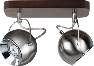 Llambë tavani Home24 Ball Wood I, LED, 2 spote, ngjyrë inox