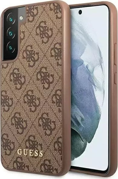 Kuti telefoni Guess GUHCS23SG4GFBR për Samsung Galaxy S23, hard case, 4G Metal Gold Logo, kafe