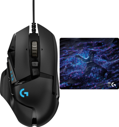 Set maus gaming Logitech G502 Hero + mauspad G640 SE, 25600 DPI, me kabllo, i zi