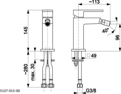 Rubinet bide KFA LOGON 5137-015-00, montim në sipërfaqe, krom i lustruar