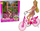 Set lodrash LeanToys Doll on a Bicycle, gocë me biçikletë, plastik, rozë