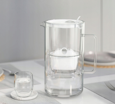 Shkara filtruese uji Aquaphor Glass 2.5L, qelq, Maxfor+ MG, e bardhë