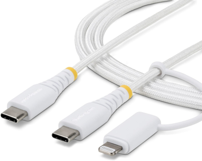 Kabllo StarTech USB-C me adapter Lightning, 60W, 1 m, e bardhë
