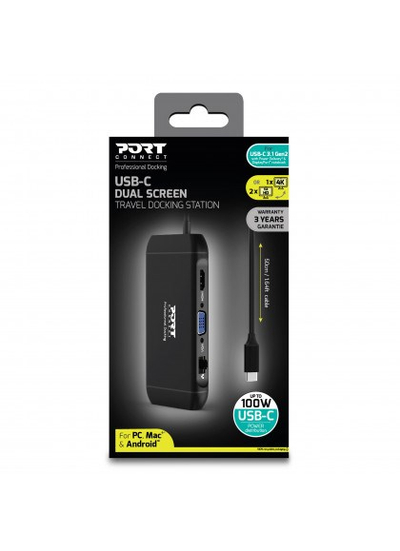 USB Hub USB-C Portdesign, 4K, 100W, 7 pajisje, e zezë