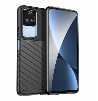 Këllëf telefoni Hurtel Thunder Case për Xiaomi Poco F4 5G, silikon, i zi