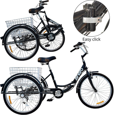 Biçikletë palosëse 3-KOOWY 24", 6 shpejtësi Shimano, e zezë