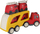 Lodër kamion transportues Mega Creative 524554, me dy kate, me 4 makina zjarrfikse të vogla, i kuq