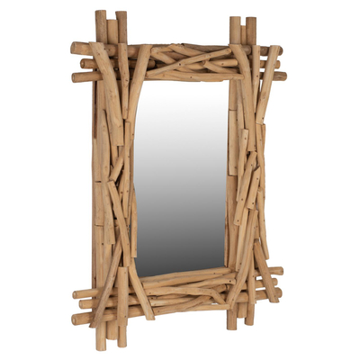 Pasqyrë druri teak dega natyrale 100×80 cm (FB99372)