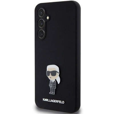 Kapak telefoni Karl Lagerfeld Liquid Silicone Iconic Karl, për Samsung Galaxy S23 FE, silikon, i zi