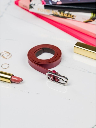 Rrip lëkure për goca, 1.5 cm, tokëz metalike argjendi, bordo
