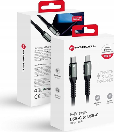Kabllo karikues Forcell F Energy C263, USB C në USB C, 240W, 1.2m, e zezë