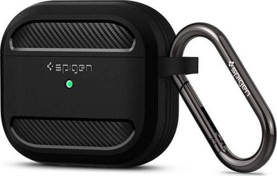 Kuti mbrojtëse Spigen Rugged Armor për AirPods 3, me karabinë, dy shtresa, e zezë