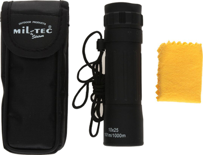 Monokular Mil Tec 10x25, fushë shikimi 101m me 1000m, i zi