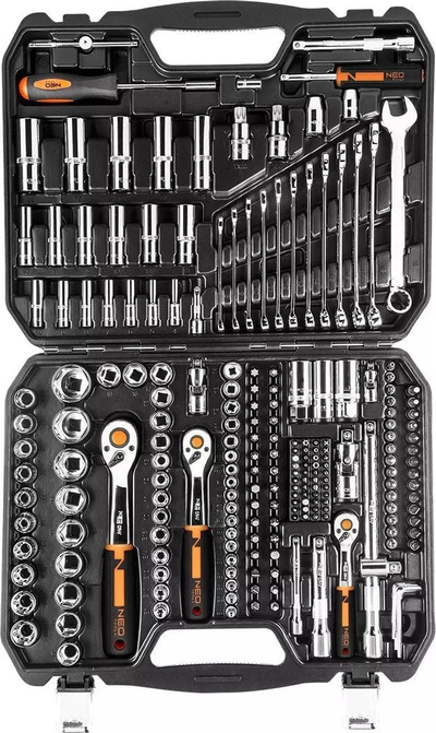 Set veglash Neo 10-076, 219 pjesë, kuti plastike, argjendtë