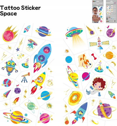 Tatuazhë të përkohshme Avenir Space Tattoos, set për fëmijë, shumëngjyrëshe