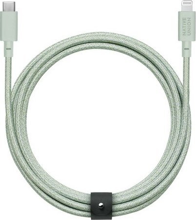 Kabllo karikimi Native Union Belt, USB C në Lightning, 3m, jeshile Sage