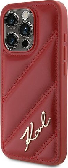 Mbulesë telefoni Karl Lagerfeld KLHCP15LPQDSMGR, për iPhone 15 Pro 6.1", lëkurë eko, e kuqe