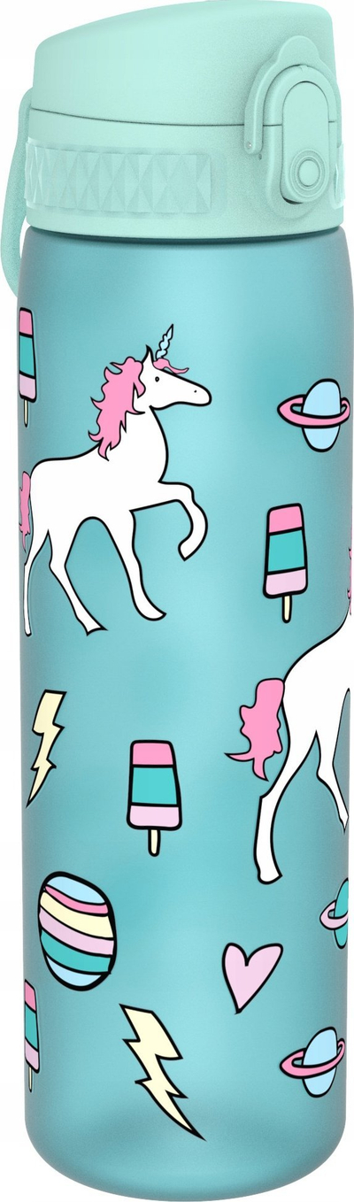 Shishe uji për kalamajt Ion8 One Touch Kids Planet Unicorns, 500 ml, pa rrjedhje, blu pastel