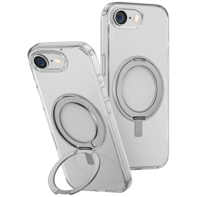 Заштитна маска UNIQ Swivix за iPhone 16E, 6.1", држач kickstand 360°, проѕирна