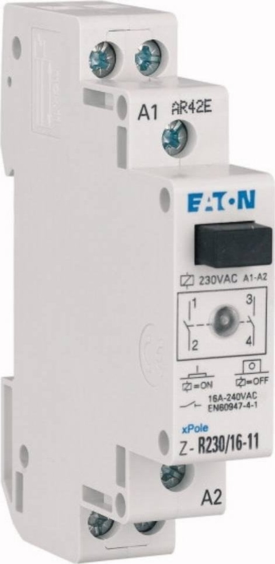Relé instalimi Eaton Z-R24/16-20 ICS-R16A024B200, 16A, 2NO 24V AC, me LED