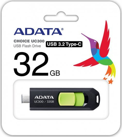 USB ADATA UC300, 32GB, USB 3.2, jeshile e zezë