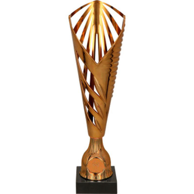 Kupë dekorative Brown Plastic Cup, 30cm, bazë mermeri, ngjyrë bronzi