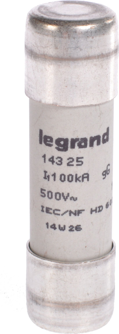 Siguresë qeramike Legrand 14325, 25A, 500V, 14 x 51 mm