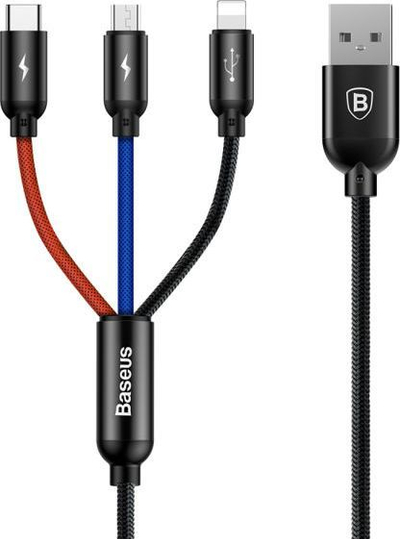 Kabllo USB 3n1 Baseus USB 3.5A , e zezë