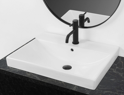 Lavabo e brendshme qeramike Rea Mandy, për banak, 60 cm, e bardhë