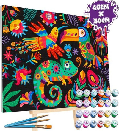 Set pikturimi me numra Splat Fiesta Fiesta, kanavacë 30x40cm, 24 ngjyra akrilike, shumëngjyrësh