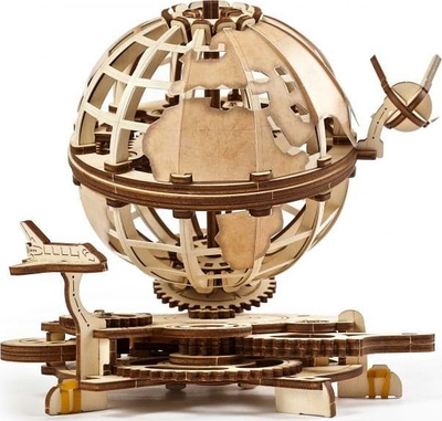 Model druri mekanik UGears Globus, 184 pjesë, puzzle 3D, ngjyrë dru natyral