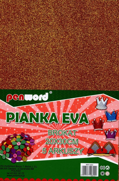 Set fletë shkumëze me shkëlqim Penword, 20x30cm, 5 copë, shumëngjyrëshe