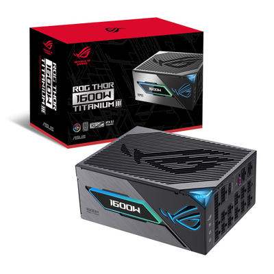 Напојување ASUS ROG THOR Titanium III, 1600W, ATX 3.1 80 PLUS Titanium, црно