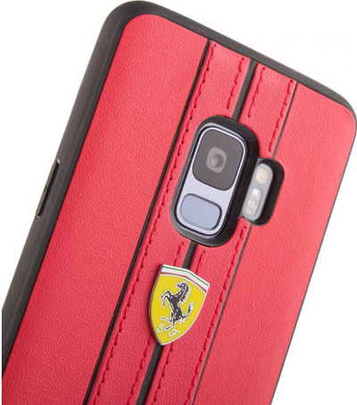 Заштитна футрола Ferrari Urban за Samsung S9, тврда футрола, еко кожа, црвена