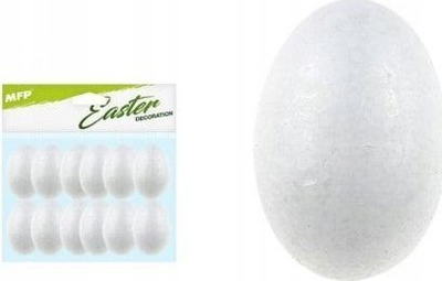 Dekorim vezë Pashke MFP Smooth Egg, 4cm, 12 copë, të bardha