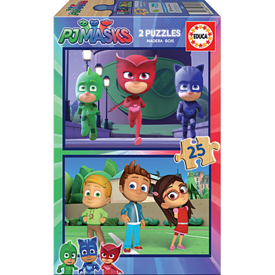 Puzzle druri Pyjamasques, set 2 x 25 copë, shumëngjyrësh