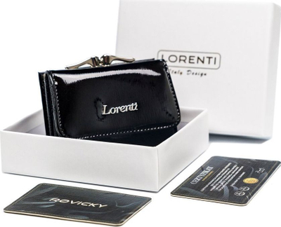 Portofol gocash Lorenti, lëkurë e vërtetë, RFID, i zi