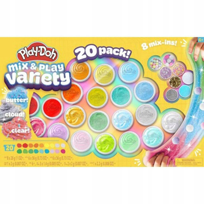 Set plastelinë Play-Doh Mix & Play Variety, 20 kanaçe, shumëngjyrëshe
