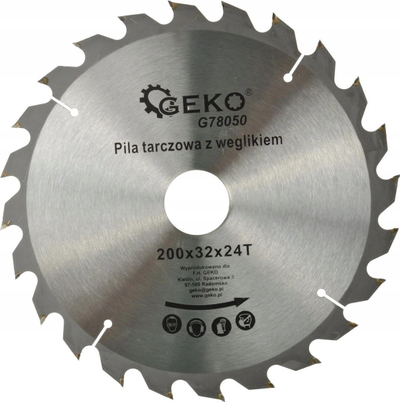 Disk sharrë GEKO 200x32 mm, 24 dhëmbë karbiti, me vrima për ftohje