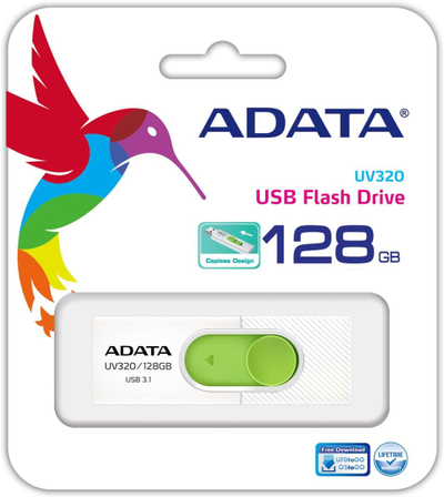 USB ADATA UV320, 128GB, USB 3.1, i bardhë/jeshil