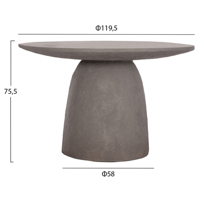 Tavolinë ngrënieje Seppo HM18154.03, rreth 120 cm, fiber cement, gri