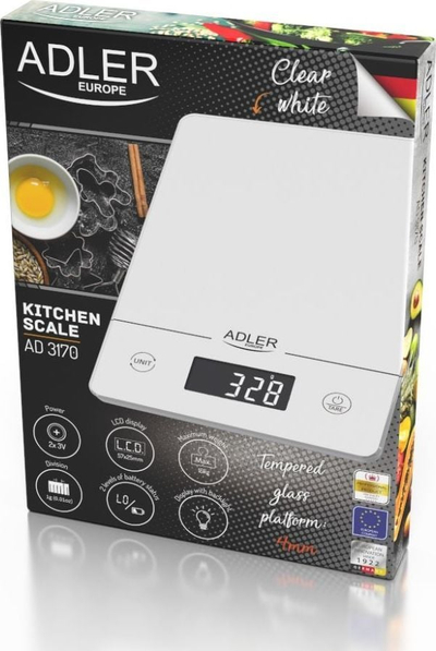 Peshore kuzhine Adler AD3170, kapacitet 15 kg, ekran LCD, e bardhë