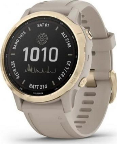 Orë sportive Garmin fenix 6s Pro Solar, bardhë / bezhë