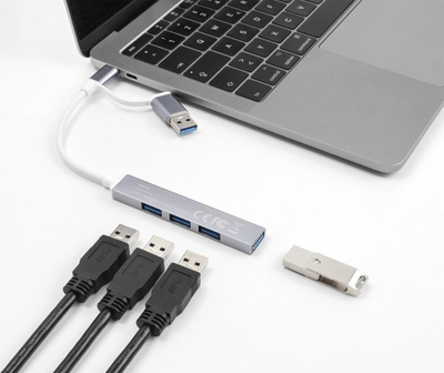 Hub USB Delock Slim, 4 porta, USB 3.2 Gen 1, argjendtë