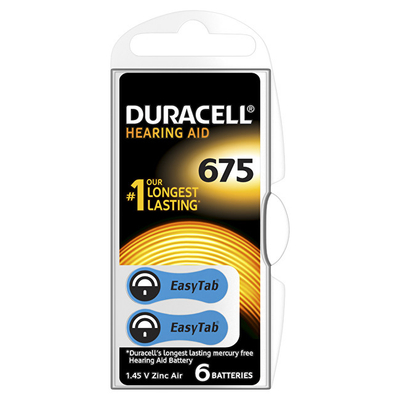 Bateri për aparat dëgjimi Duracell 675, 6 copë