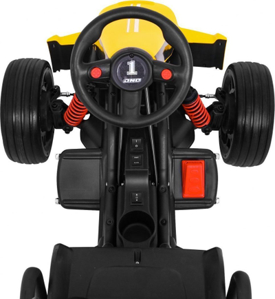 Go-kart elektrik për fëmijë Ramiz Bolid XR-1, bateri 12V, deri 35 kg, i verdhë