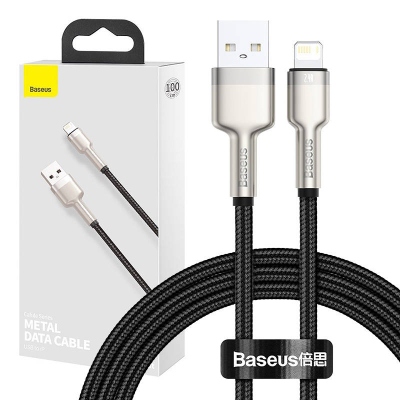 Kabllo karikimi Baseus Cafule Metal, USB në Lightning, 1m, 2.4A, i zi